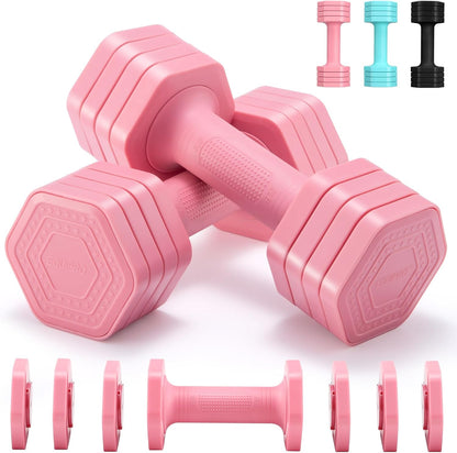 Adjustable Dumbbell Set, 2-5lb Weights with Soft Rubber Handle