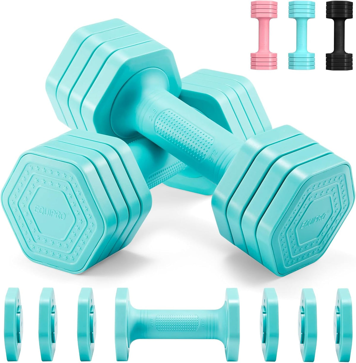 Adjustable Dumbbell Set, 2-5lb Weights with Soft Rubber Handle