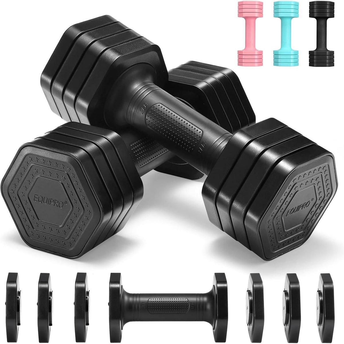Adjustable Dumbbell Set, 2-5lb Weights with Soft Rubber Handle